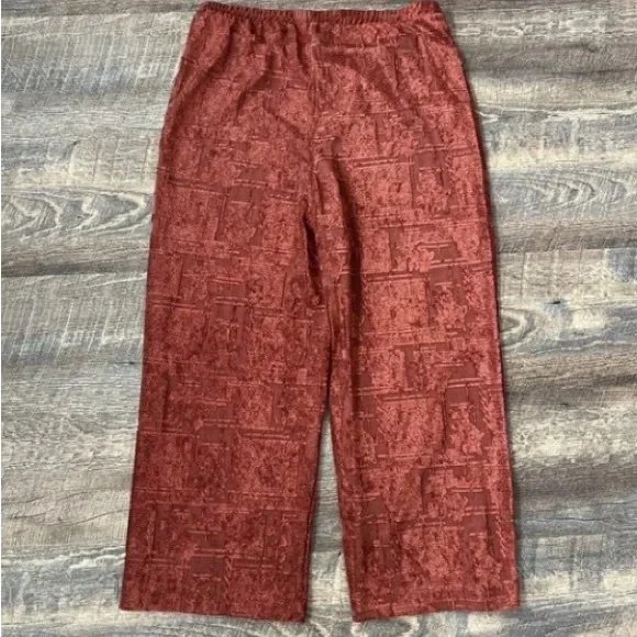 John Mark Urban Scene Pull On Wide Leg Pant Large Dark Spice Textured NWT - Picture 2 of 3